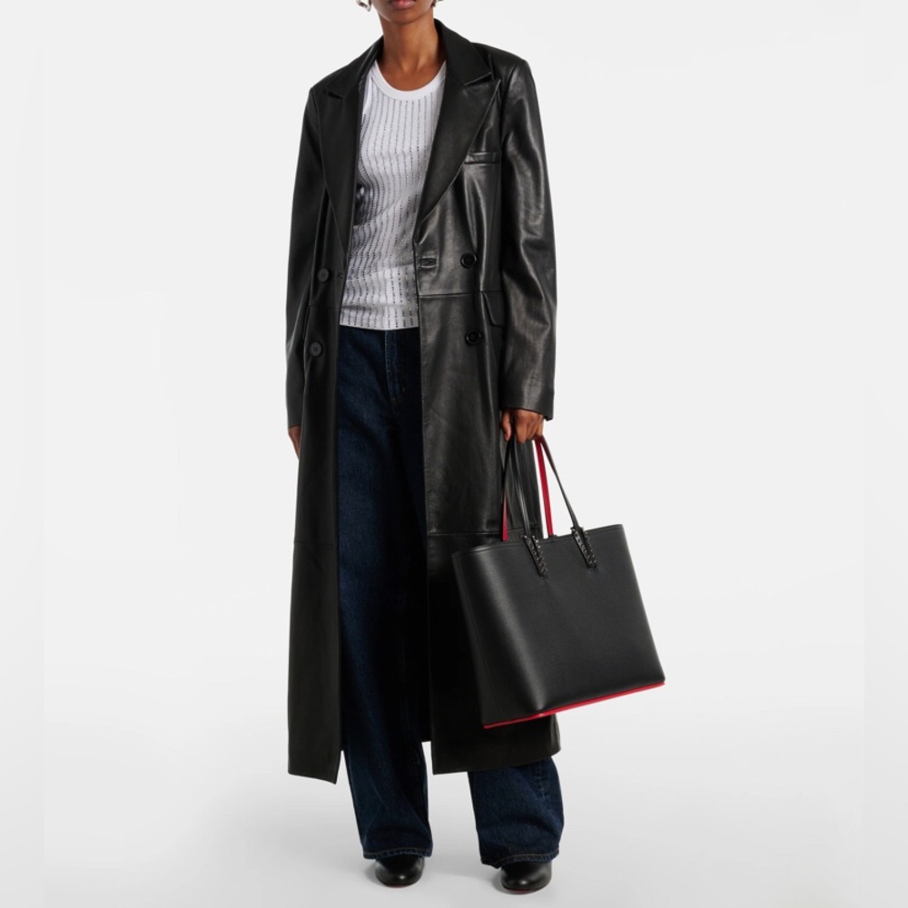 CHRISTIAN LOUBOUTIN Cabata Calfskin Leather Tote With Removable Pouch - Picture 13 of 16